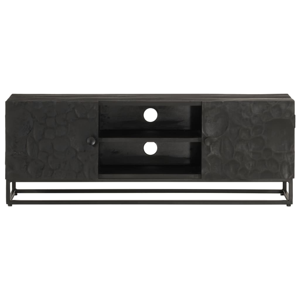 vidaXL Tv-meubel 110x30x40 cm massief mangohout en ijzer zwart
