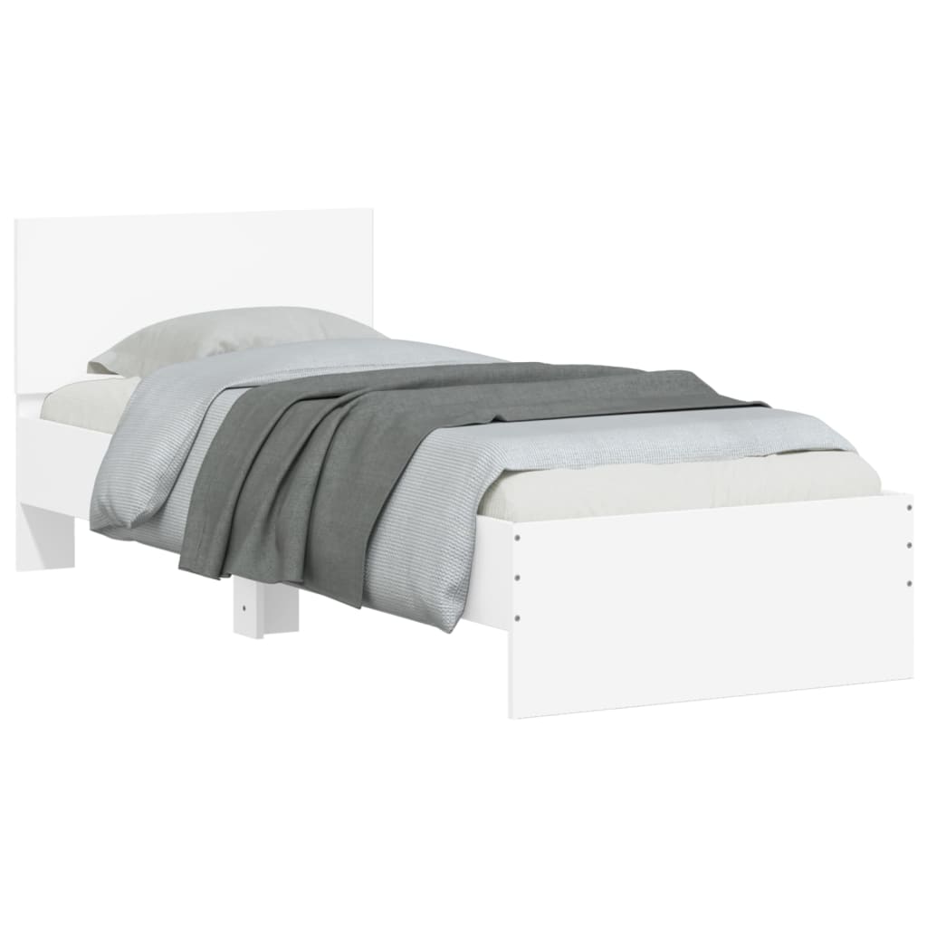 vidaXL Bedframe met hoofdbord en LED-verlichting wit 90x200 cm