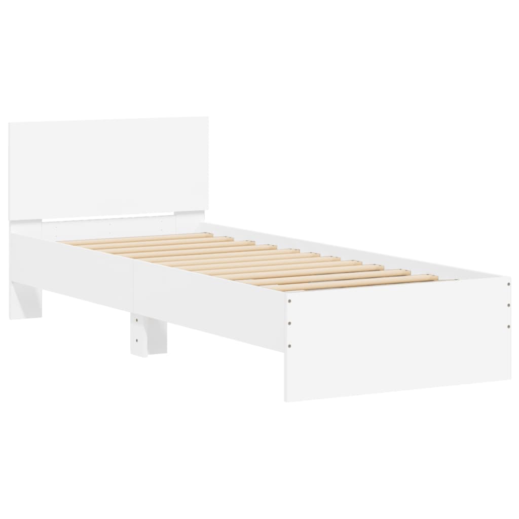 vidaXL Bedframe met hoofdbord en LED-verlichting wit 90x200 cm