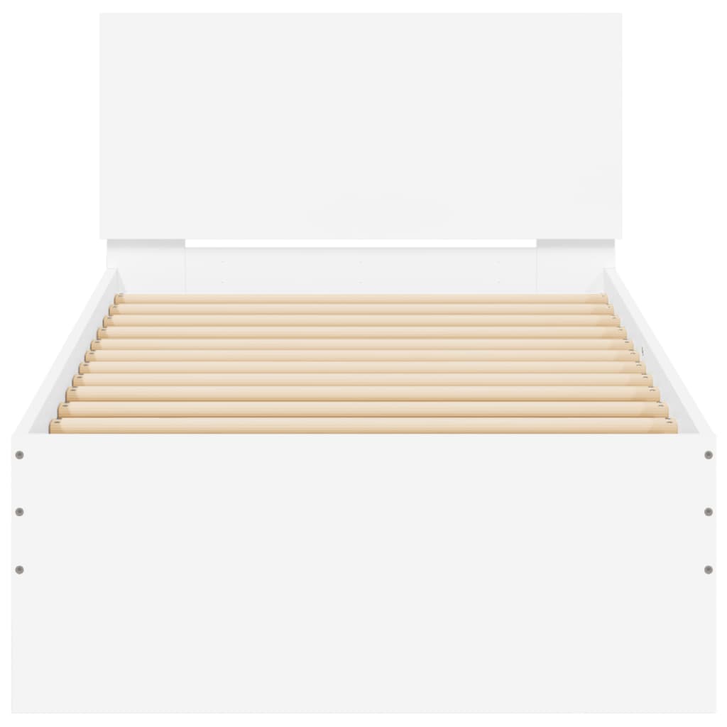 vidaXL Bedframe met hoofdbord en LED-verlichting wit 90x200 cm