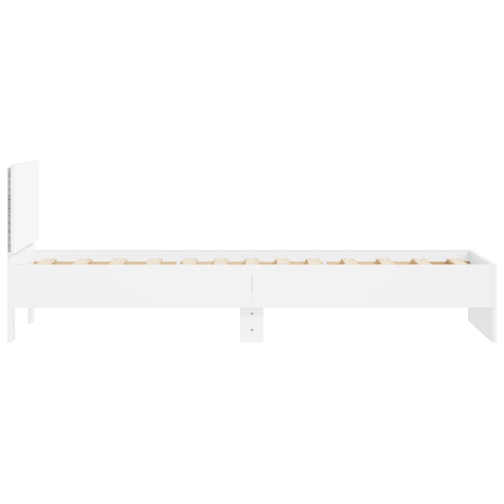 vidaXL Bedframe met hoofdbord en LED-verlichting wit 90x200 cm