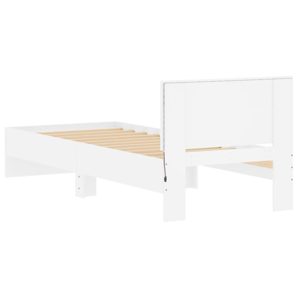 vidaXL Bedframe met hoofdbord en LED-verlichting wit 90x200 cm