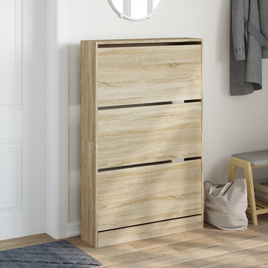 vidaXL Schoenenkast 80x21x125,5 cm bewerkt hout sonoma eikenkleurig