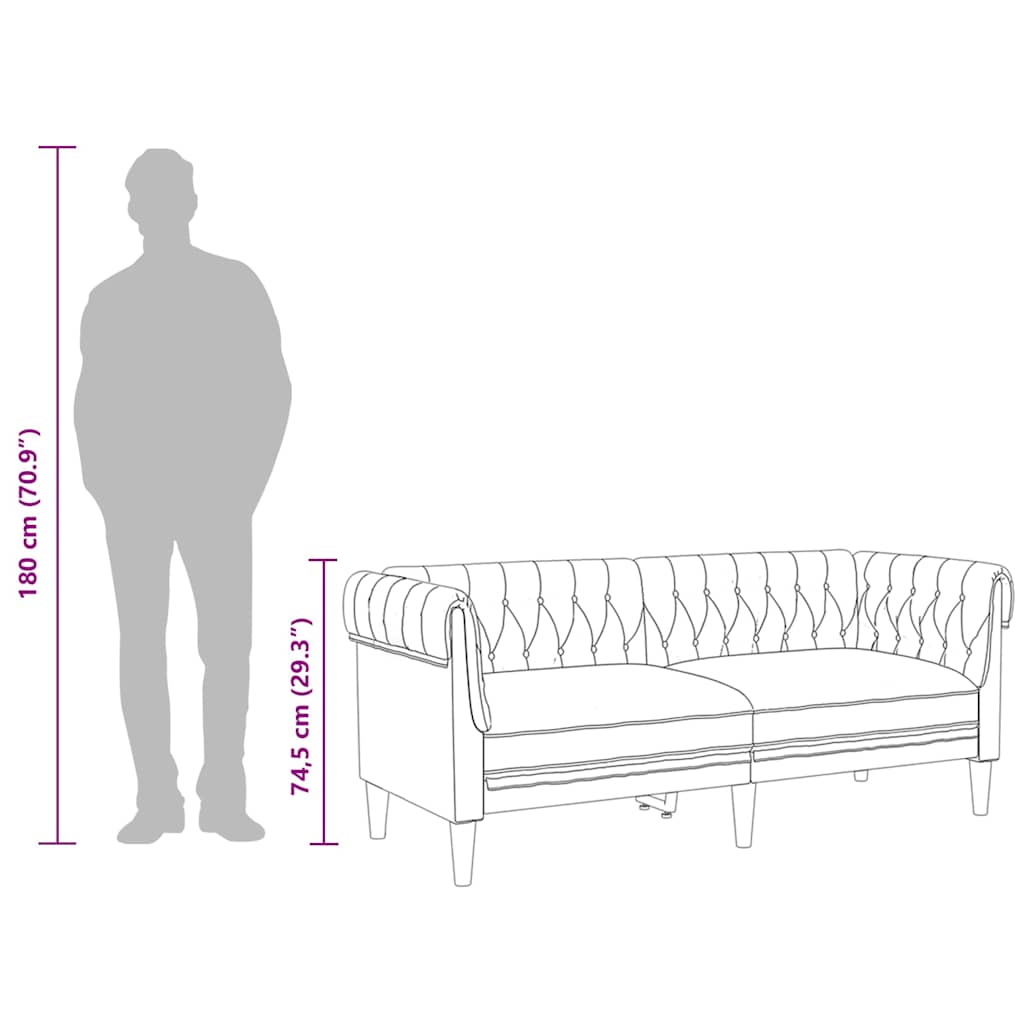 vidaXL Tweezitsbank Chesterfield-stijl stof donkergrijs