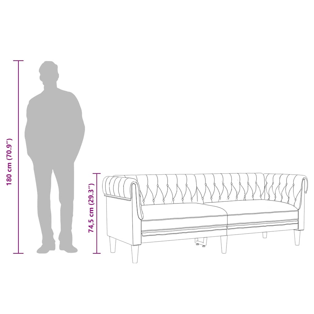 vidaXL Driezitsbank Chesterfield-stijl stof taupe
