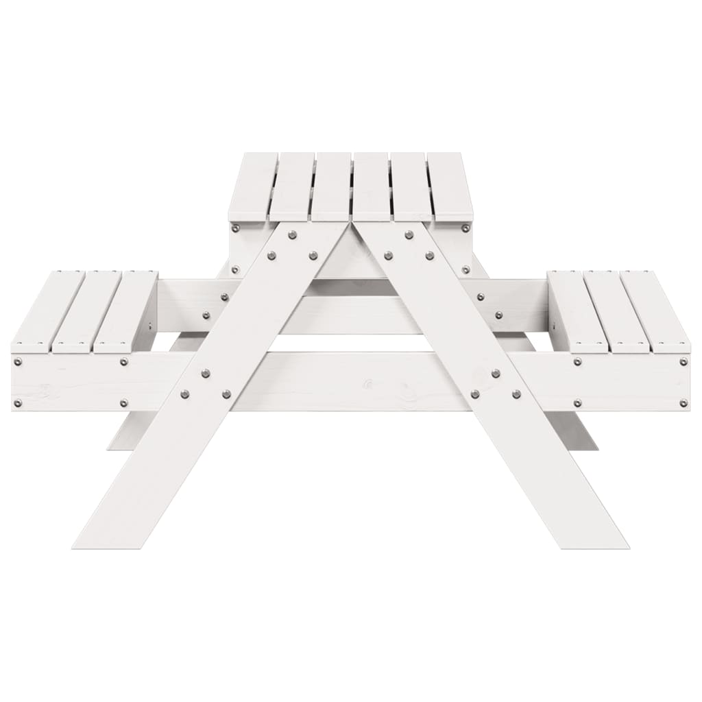 vidaXL Picknicktafel met zandbak voor kinderen massief grenenhout wit