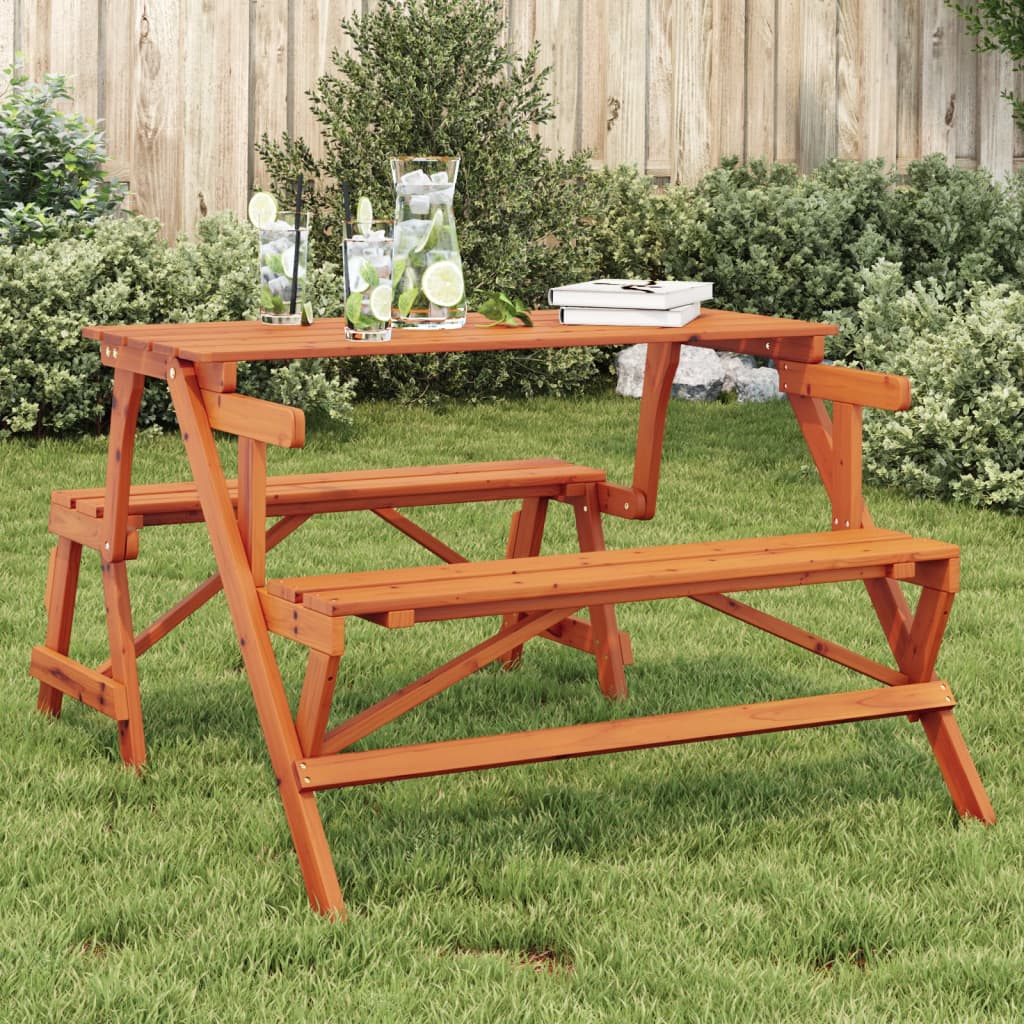 vidaXL Picknicktafel met banken 2-in-1 ombouwbaar massief vurenhout