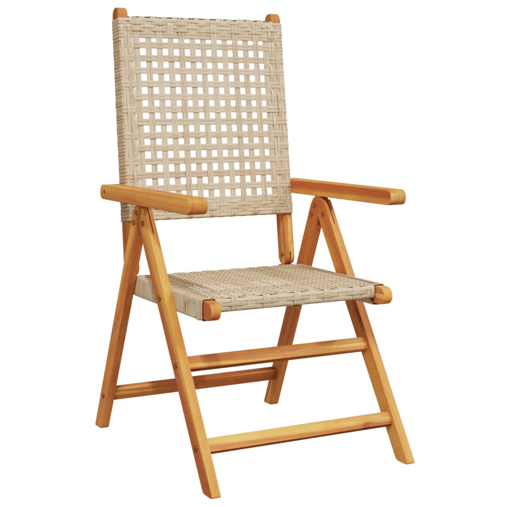 vidaXL 7-delige Tuinset poly rattan en massief hout beige