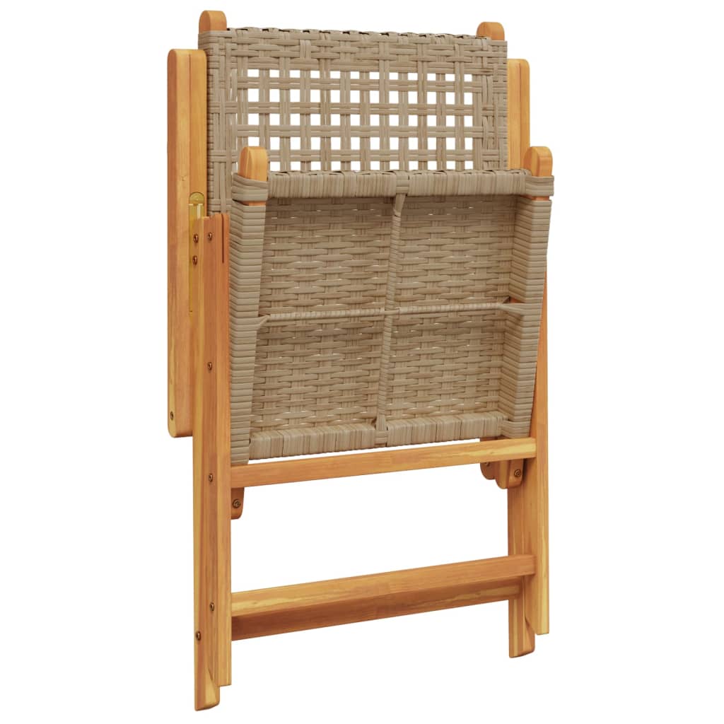 vidaXL 7-delige Tuinset poly rattan en massief hout beige