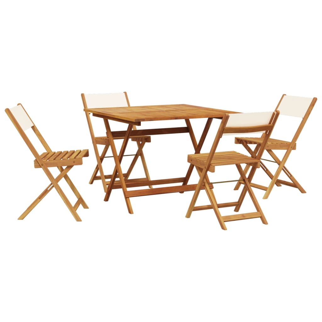 vidaXL 5-delige Tuinset massief hout en stof crèmewit