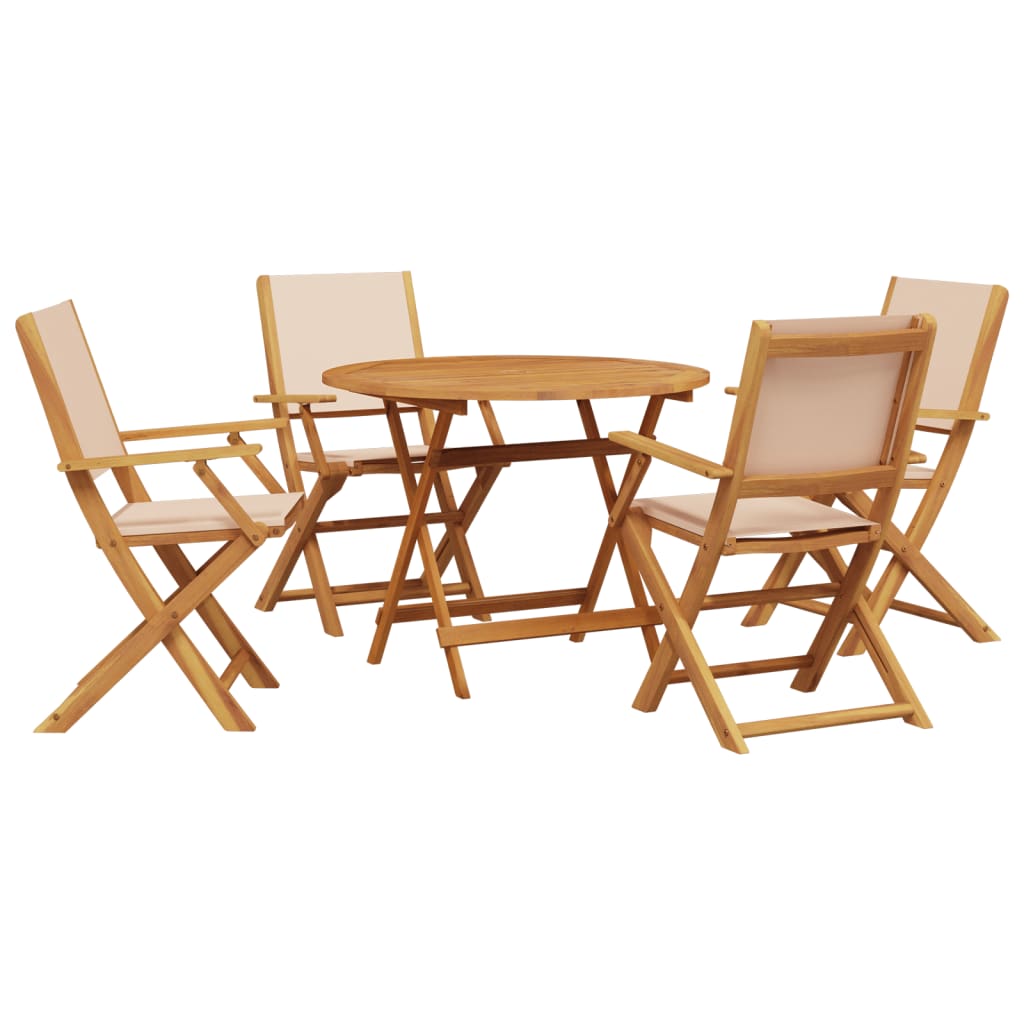 vidaXL 5-delige Tuinset massief hout en stof beige