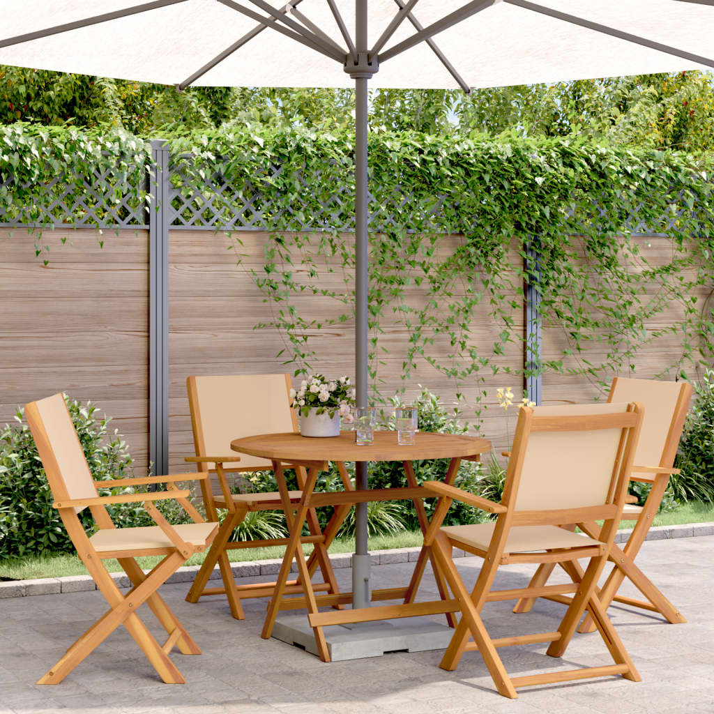 vidaXL 5-delige Tuinset massief hout en stof beige