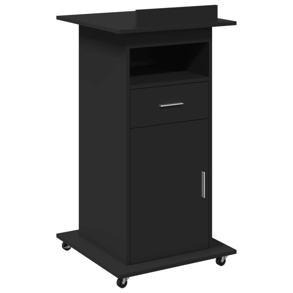 vidaXL Lessenaar met wielen en lade 55x55x107 cm bewerkt hout zwart