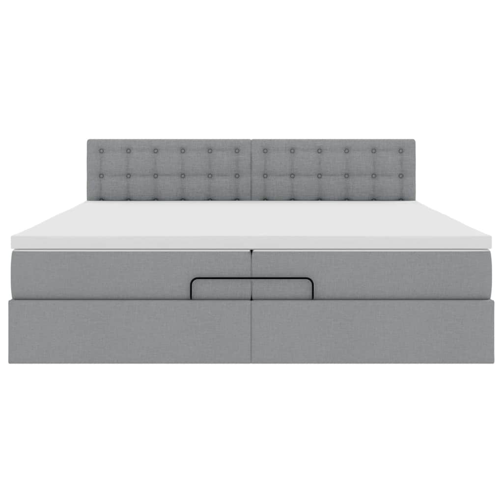 vidaXL Ottoman bed met matras 200x200 cm stof lichtgrijs
