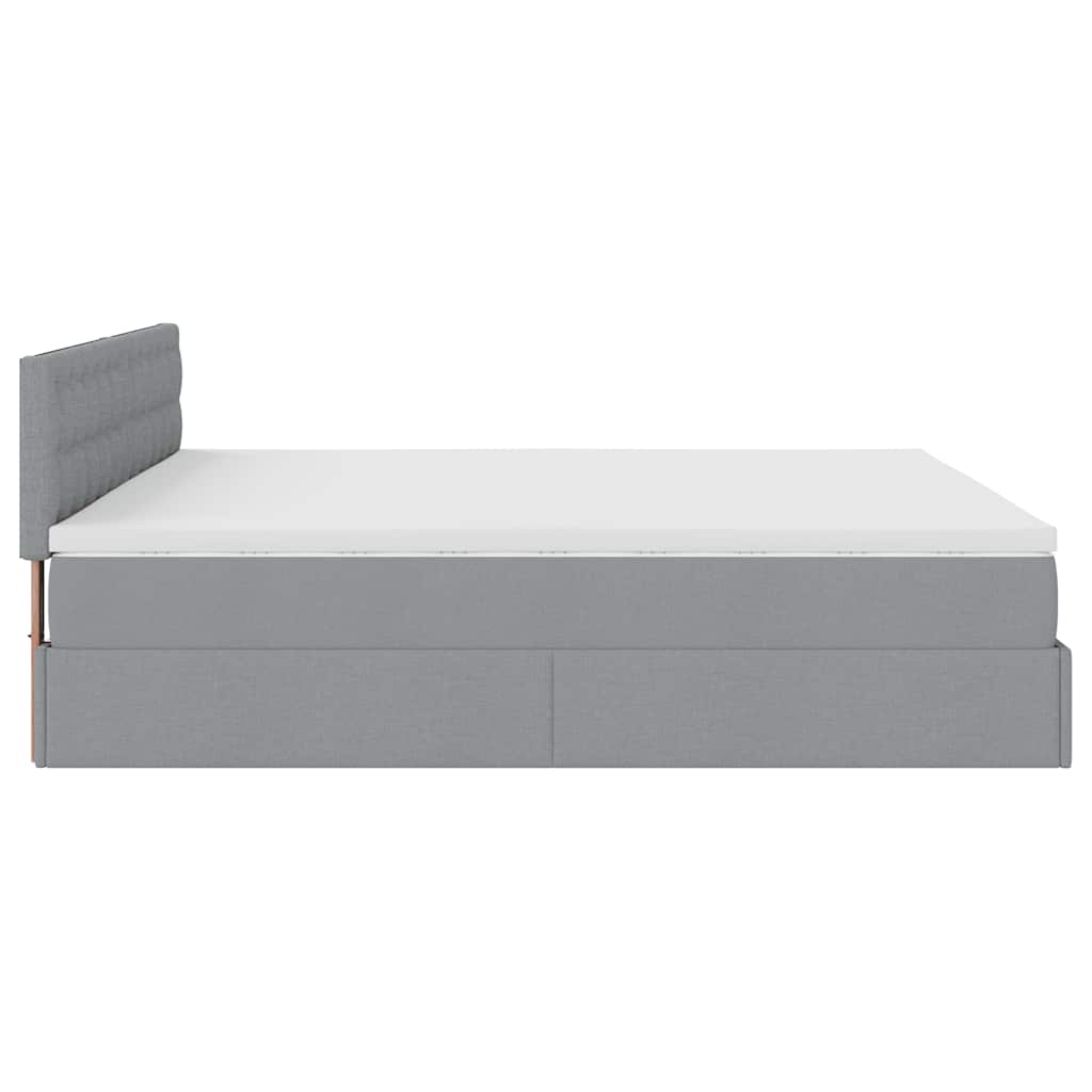 vidaXL Ottoman bed met matras 200x200 cm stof lichtgrijs