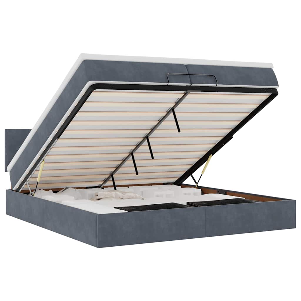 vidaXL Ottoman bed met matras 200x200 cm fluweel donkergrijs