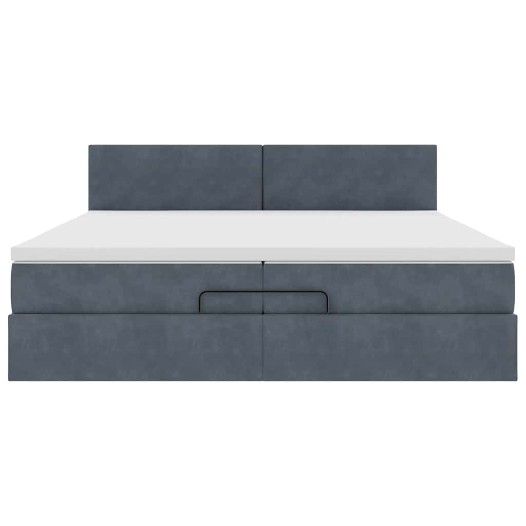 vidaXL Ottoman bed met matras 200x200 cm fluweel donkergrijs