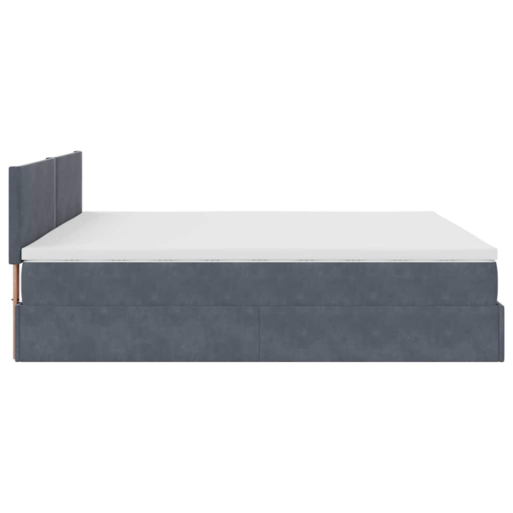 vidaXL Ottoman bed met matras 200x200 cm fluweel donkergrijs