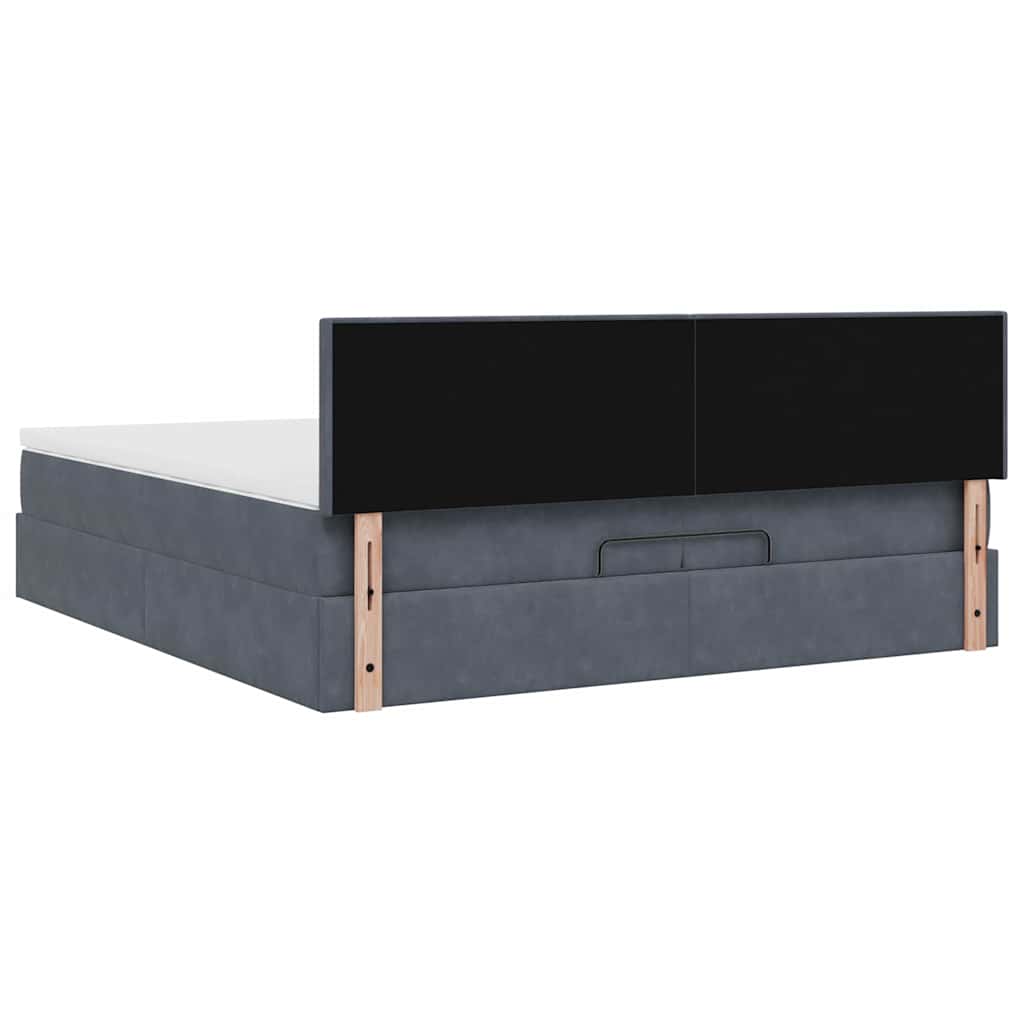vidaXL Ottoman bed met matras 200x200 cm fluweel donkergrijs