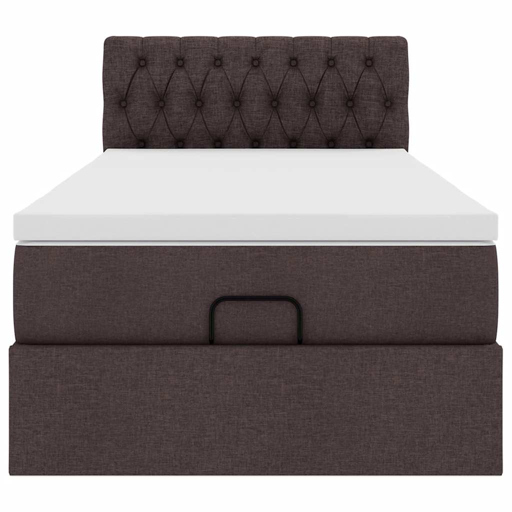 vidaXL Bed poef met matras en LED's 90x200 cm stof donkerbruin