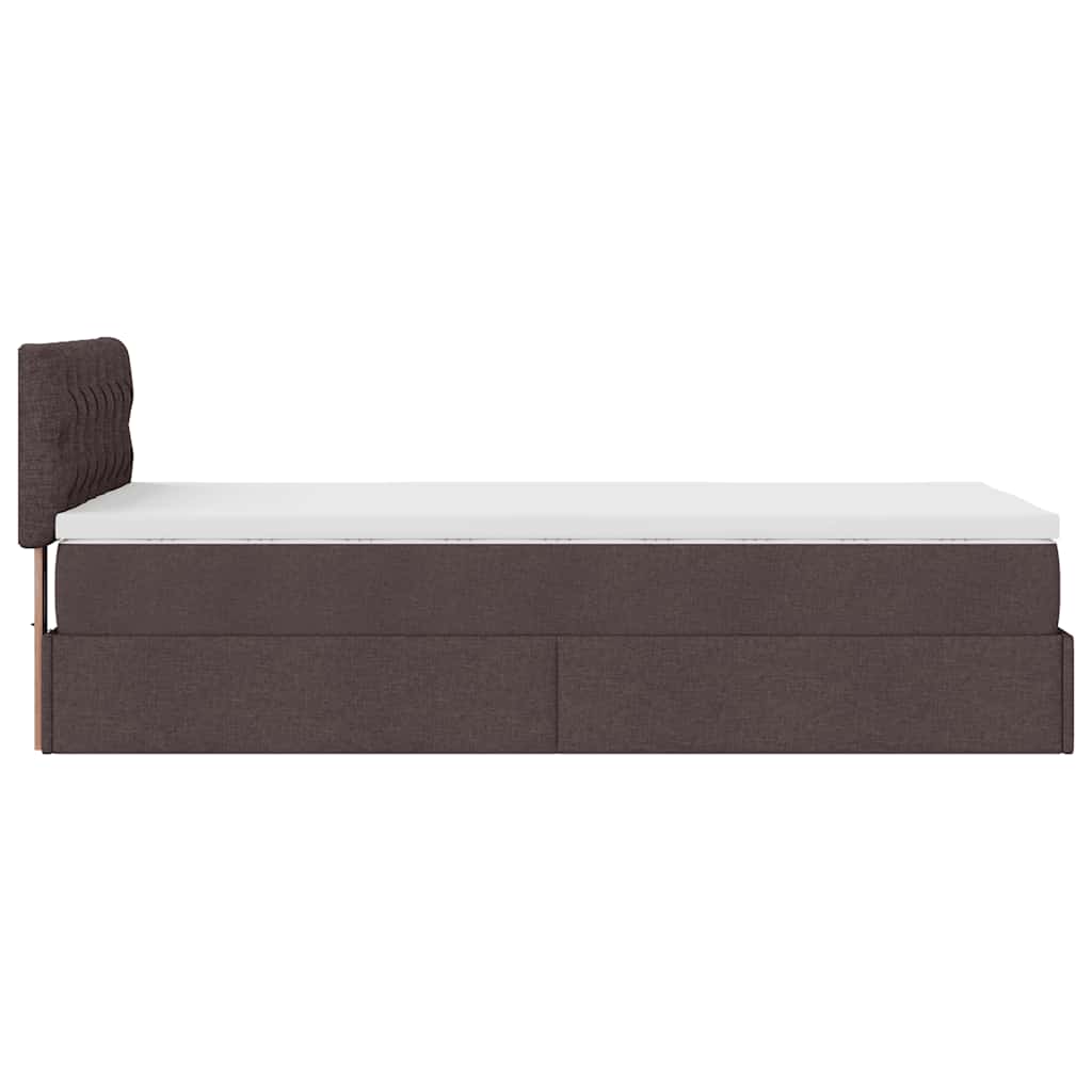 vidaXL Bed poef met matras en LED's 90x200 cm stof donkerbruin