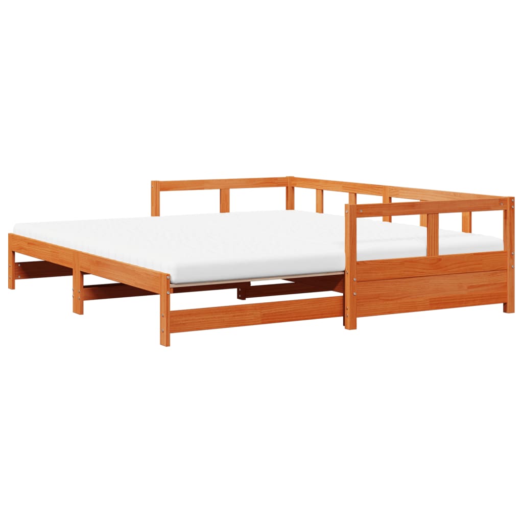 vidaXL Slaapbank onderschuifbed matras 80x200 cm grenenhout wasbruin