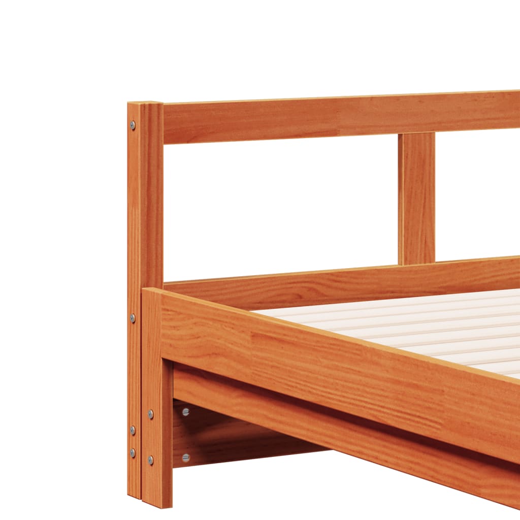 vidaXL Slaapbank onderschuifbed matras 80x200 cm grenenhout wasbruin