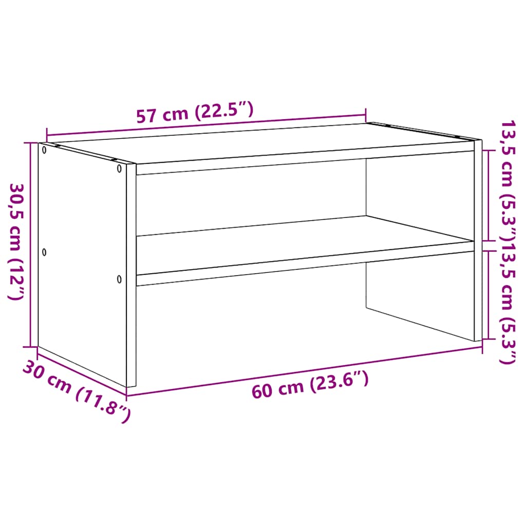 vidaXL Schoenenrek stapelbaar 60x30x30,5 cm wit