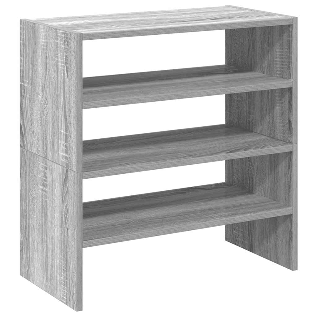 vidaXL Schoenenrekken 2 st stapelbaar 60x30x30,5 cm grijs sonoma eiken