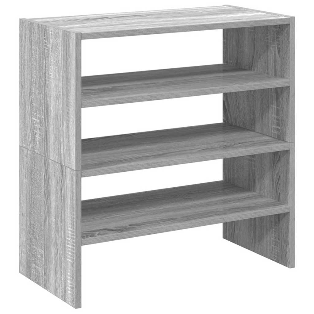 vidaXL Schoenenrekken 2 st stapelbaar 60x30x30,5 cm grijs sonoma eiken