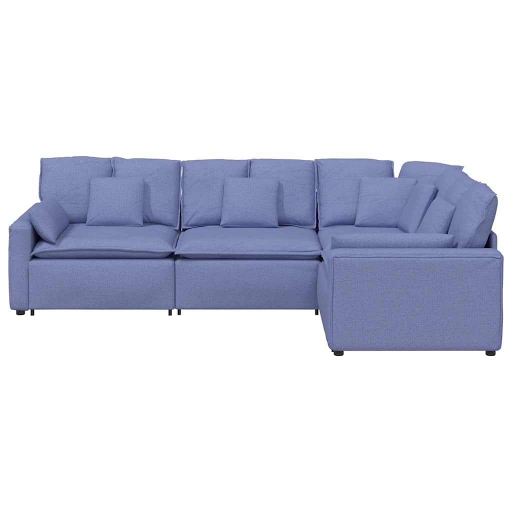 vidaXL Modulaire bank met kussens stof jeansblauw