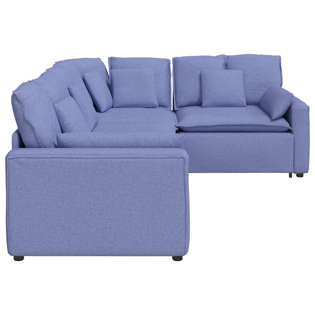 vidaXL Modulaire bank met kussens stof jeansblauw