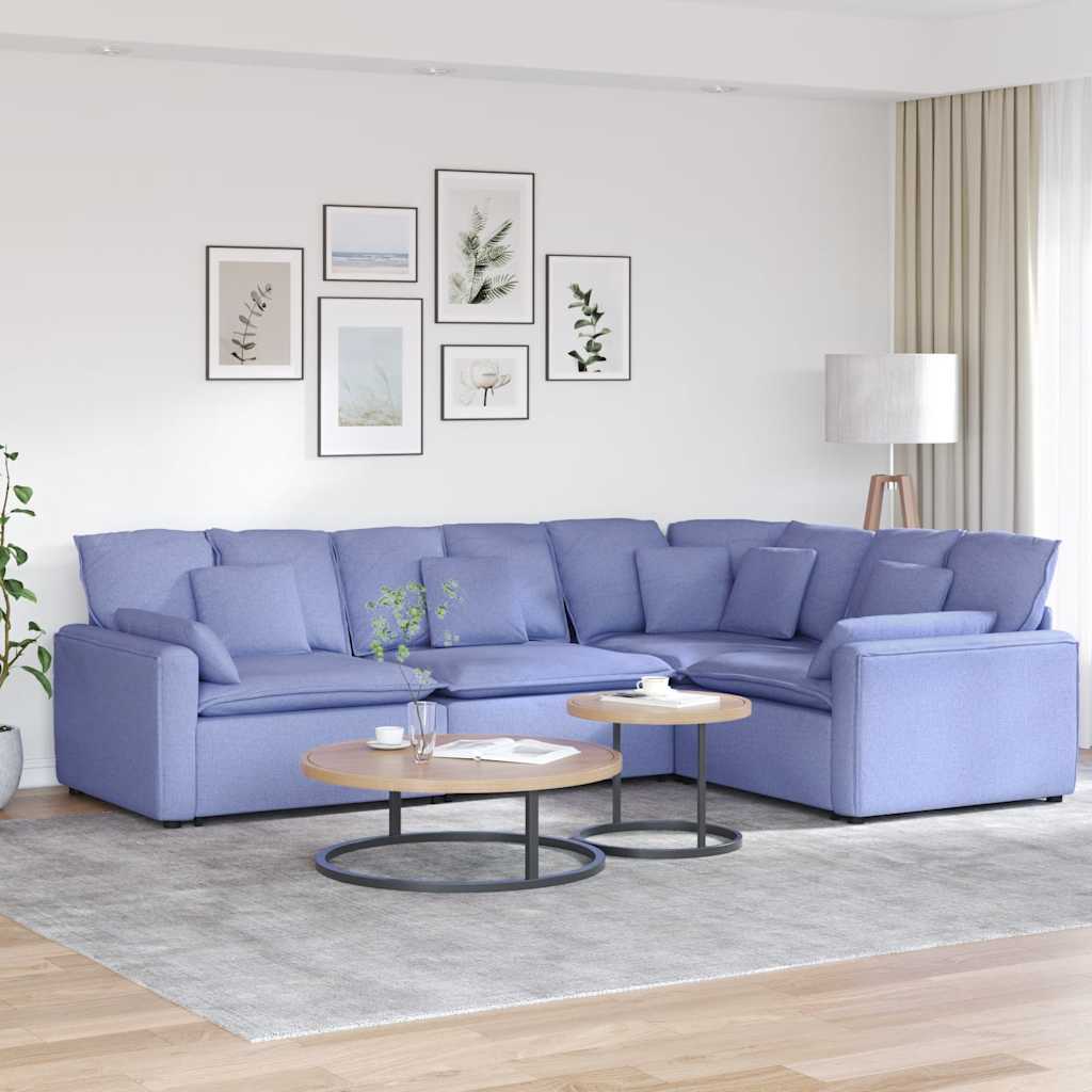 vidaXL Modulaire bank met kussens stof jeansblauw