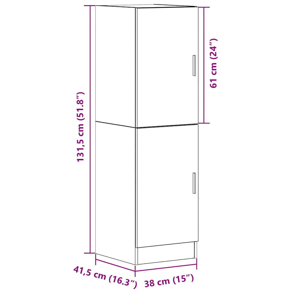 vidaXL Keukenkast 38x41,5x131,5 cm bewerkt hout zwart