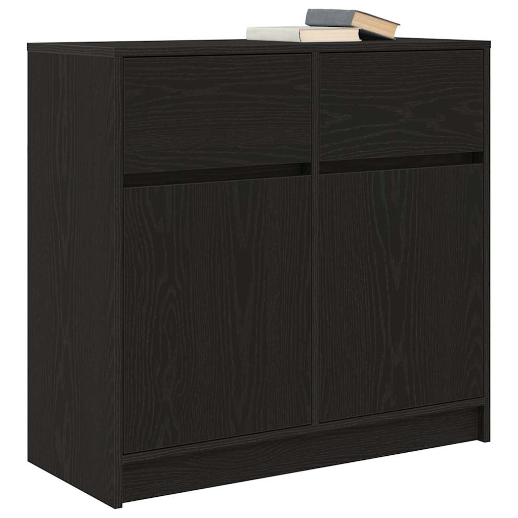 vidaXL Dressoir met lade 80x34x76 cm spaanplaat zwart eikenkleurig