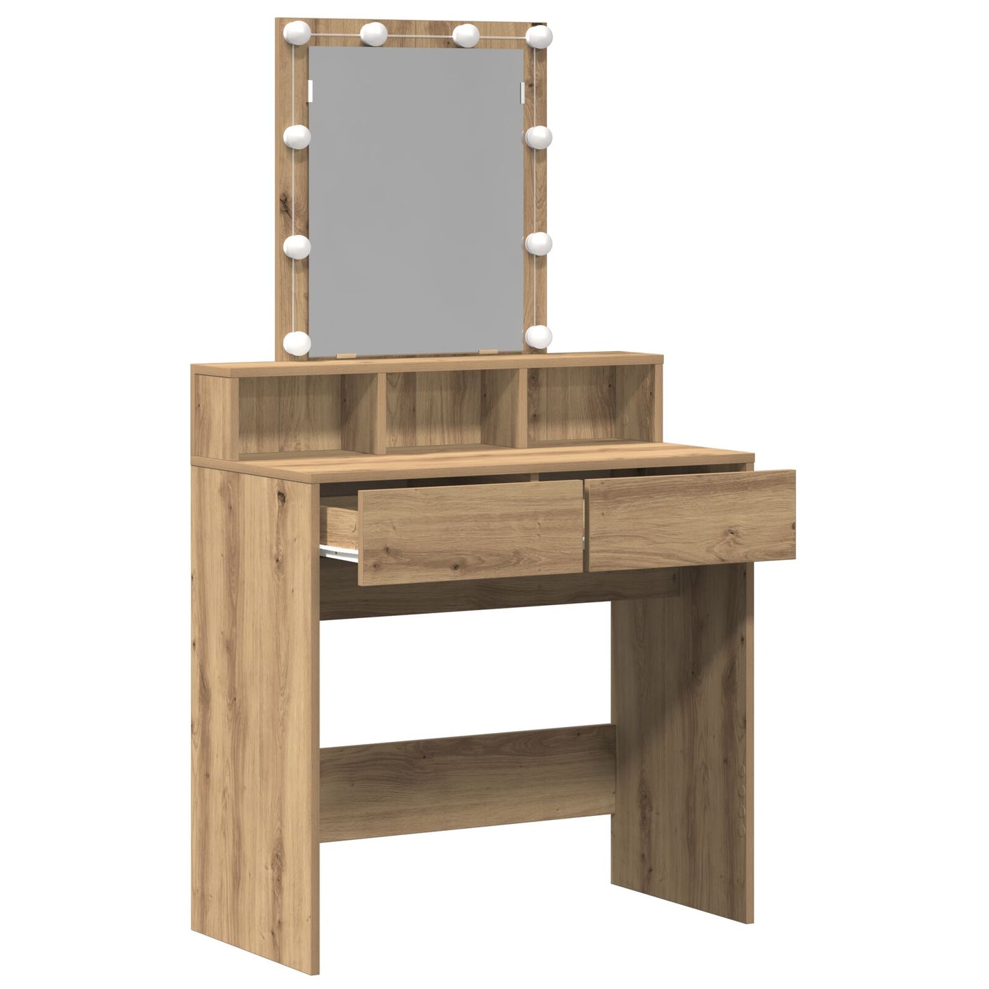 vidaXL Kaptafel met Spiegel en LED's Artisan Eiken Geïndustrialiseerd Hout