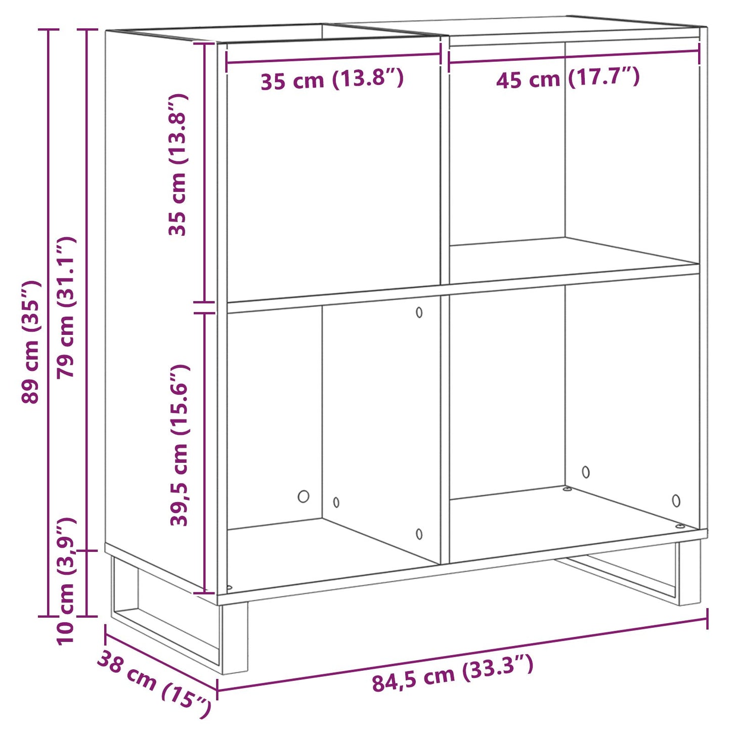 vidaXL Platenkast Oude Hout 84,5x38x90 cm Geengineerd hout