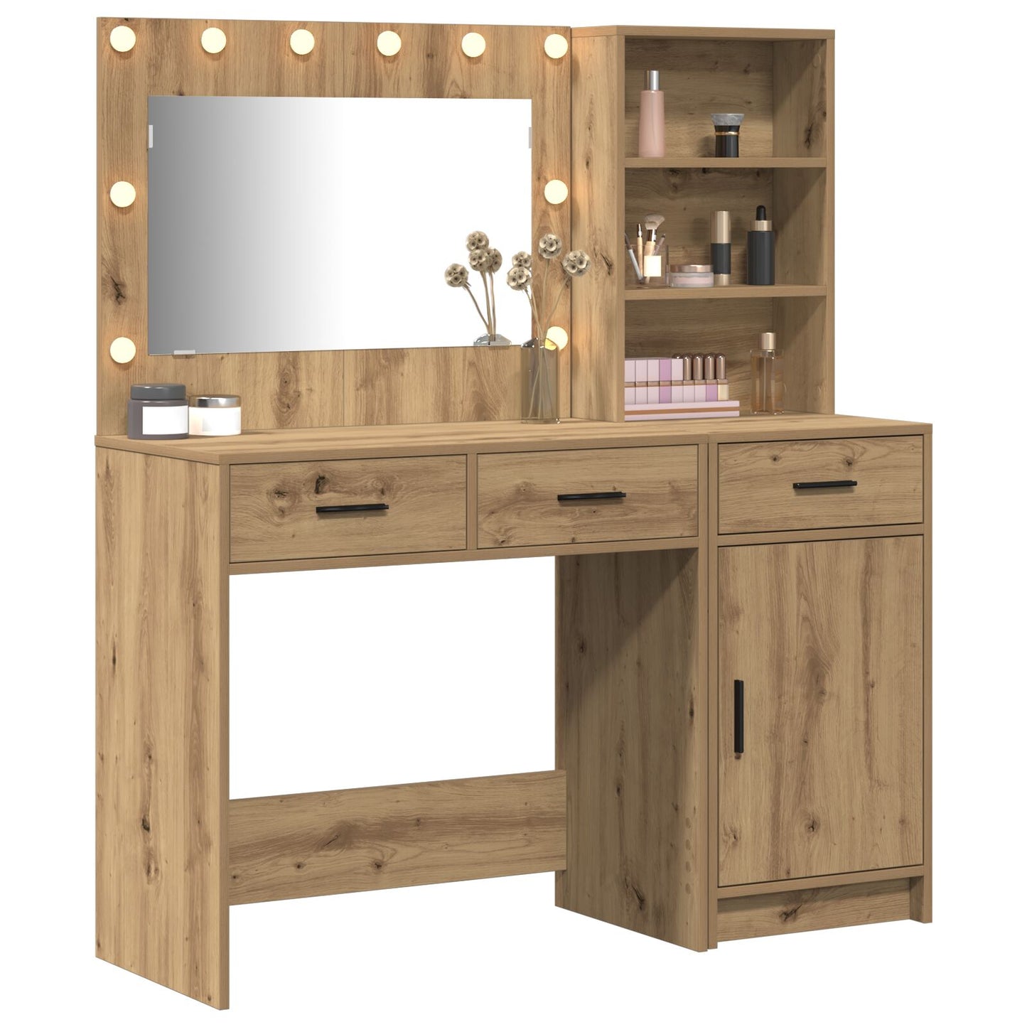 vidaXL 2-delige kaptafelset met LED Artisan Eiken Engineered Wood