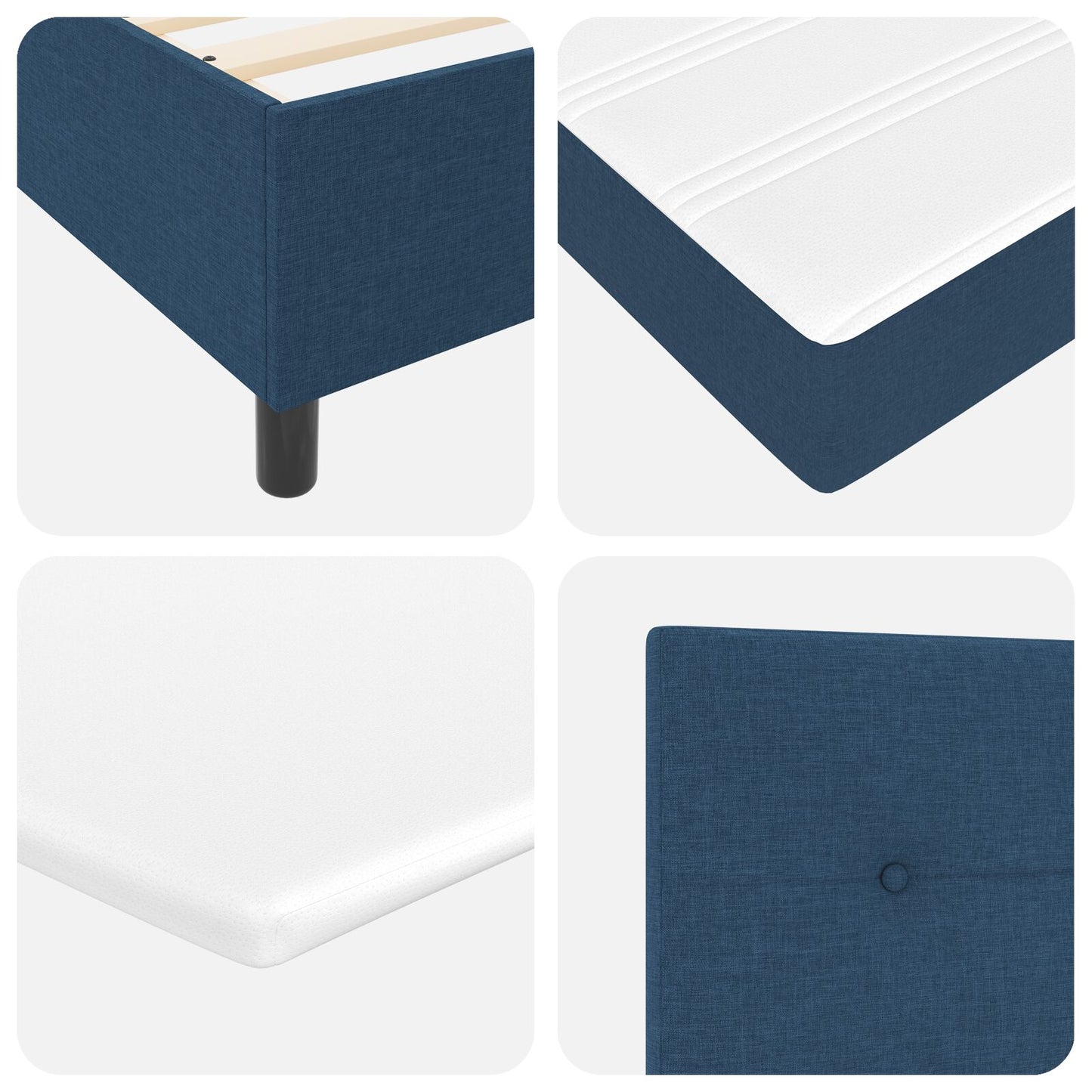 vidaXL Boxspring Bed met Matras Blauw 90x200 cm Stof