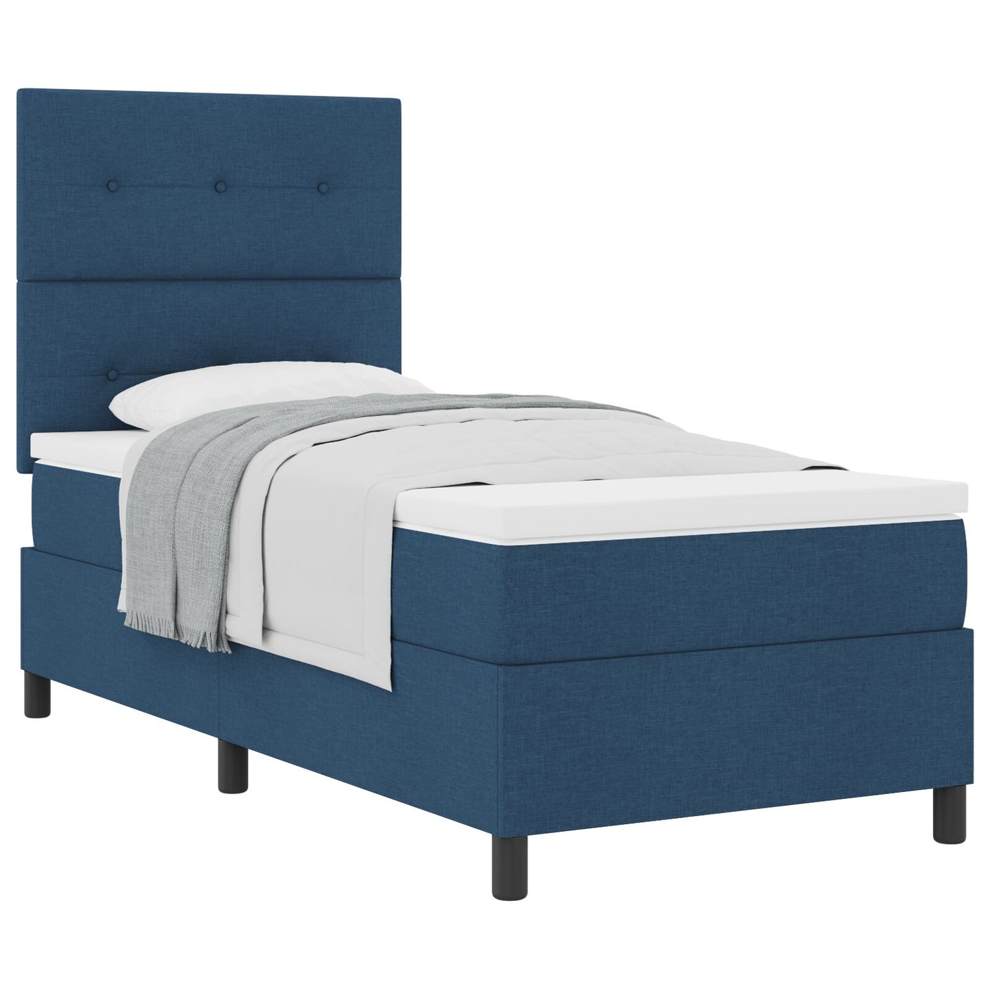 vidaXL Boxspring Bed met Matras Blauw 90x200 cm Stof