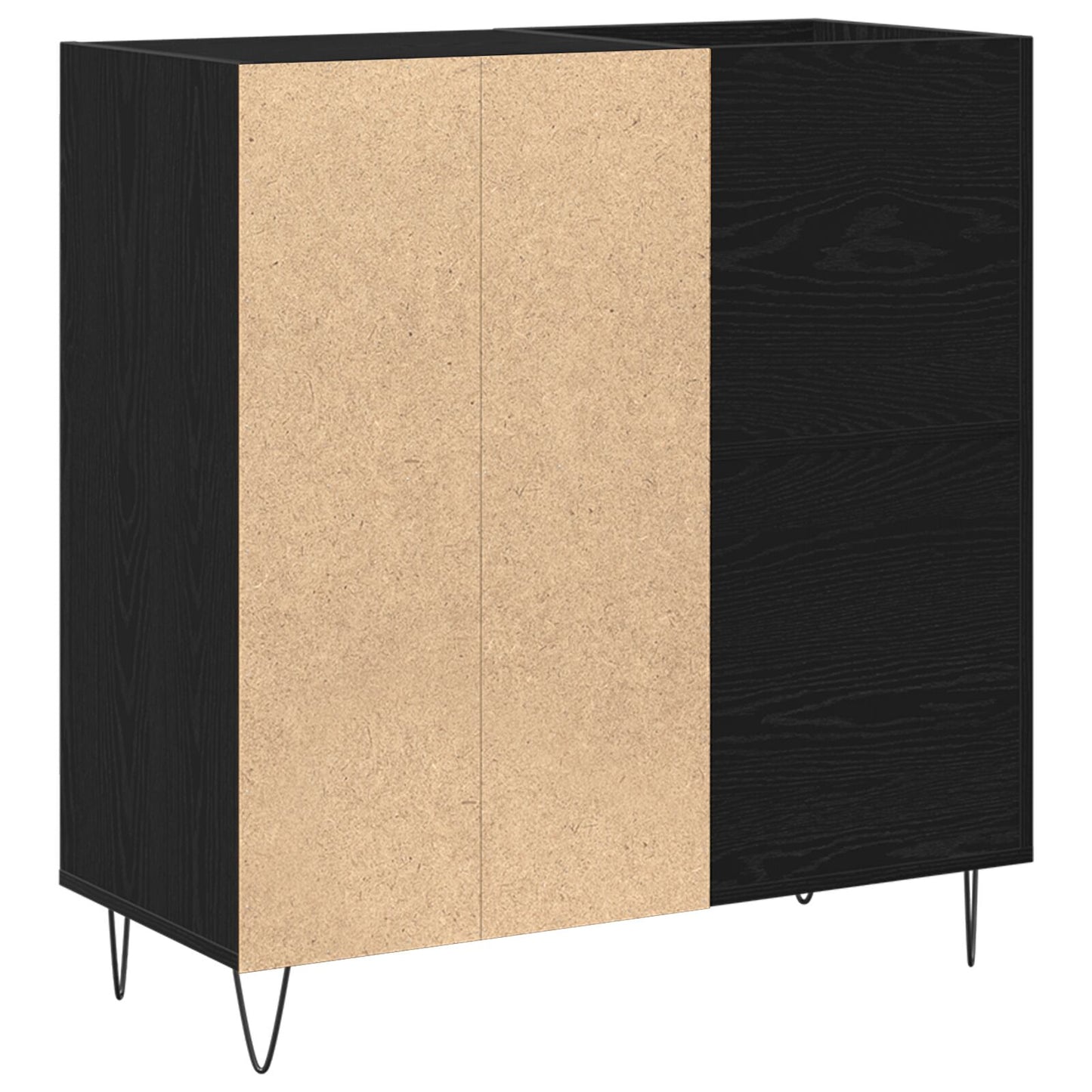 vidaXL Recordkast Zwart Eiken 84.5x38x90 cm Verwerkt Hout