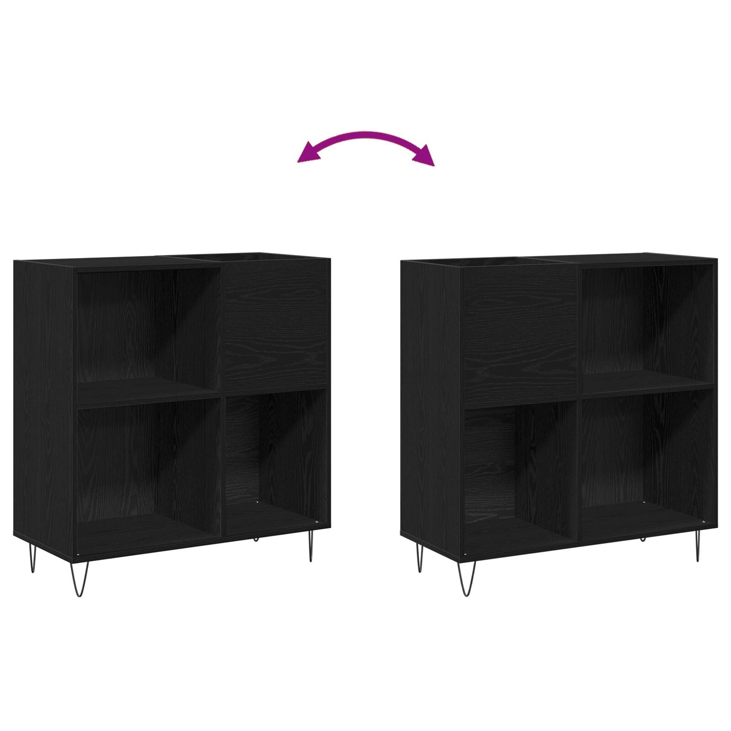 vidaXL Recordkast Zwart Eiken 84.5x38x90 cm Verwerkt Hout
