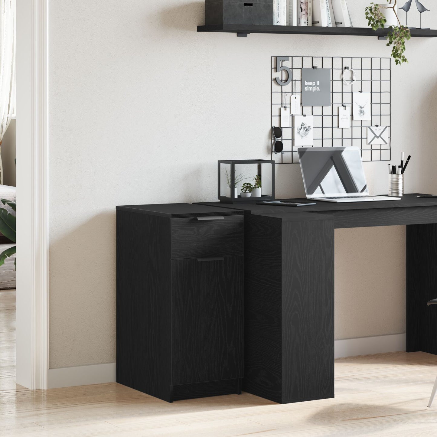 vidaXL Bureau Kast in Zwart Eiken - 33x50x75 cm - Gemaakt van Engineered Hout