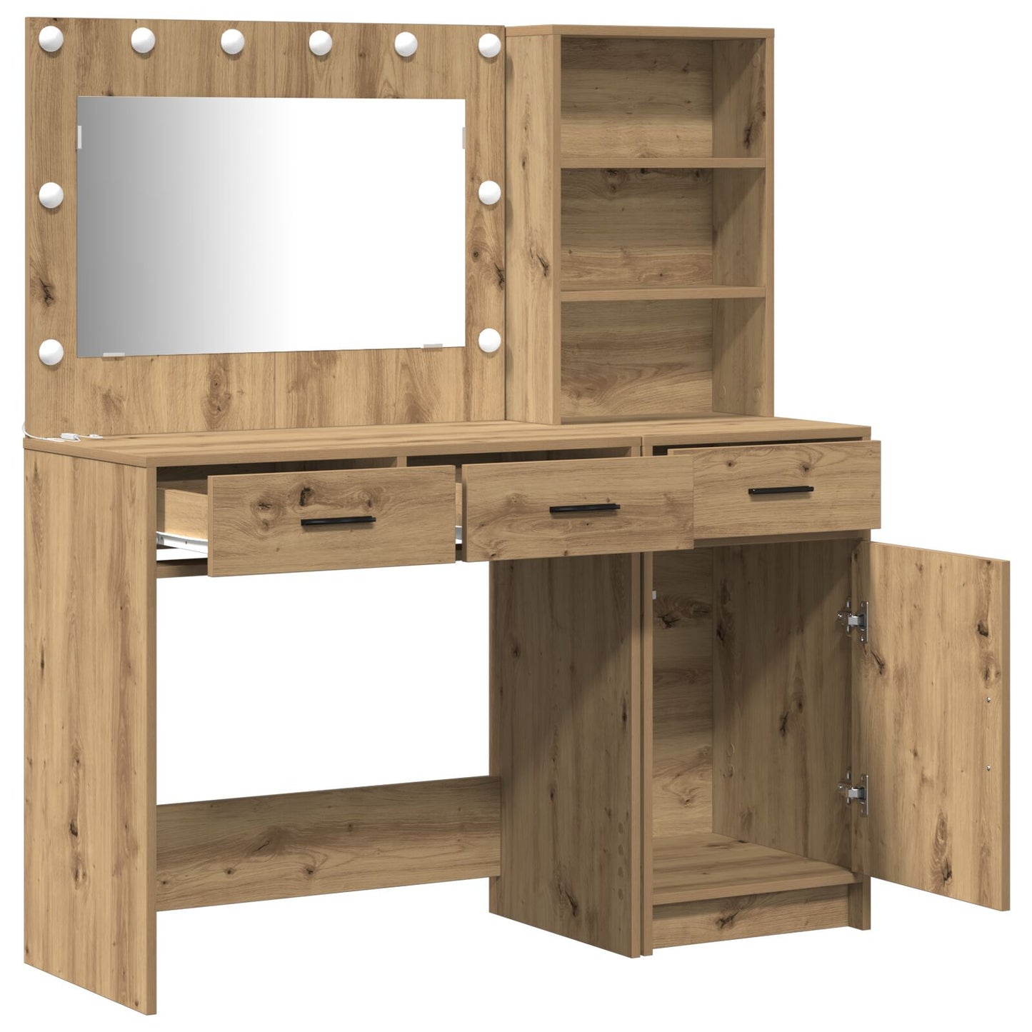 vidaXL 2-delige kaptafelset met LED Artisan Eiken Engineered Wood