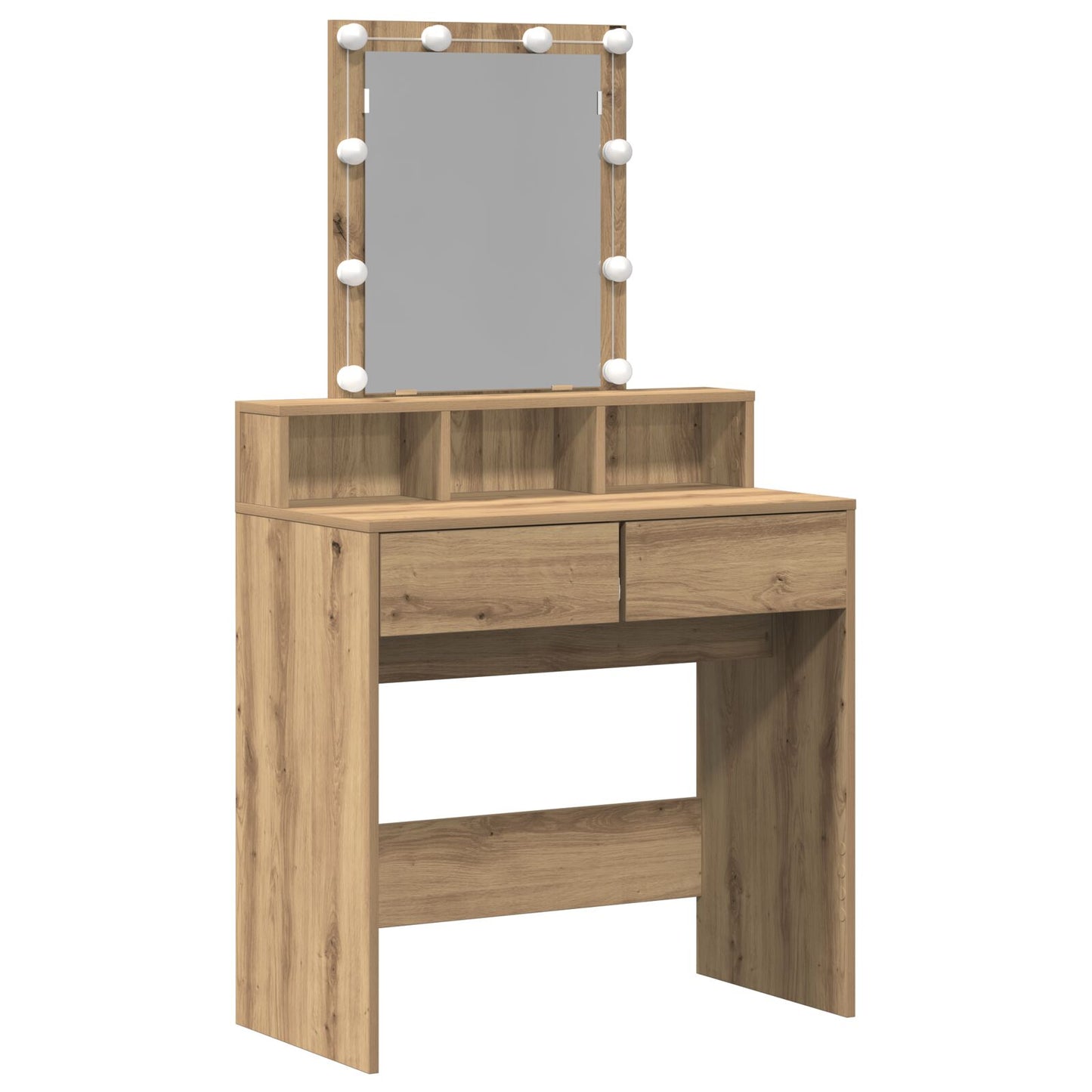 vidaXL Kaptafel met Spiegel en LED's Artisan Eiken Geïndustrialiseerd Hout