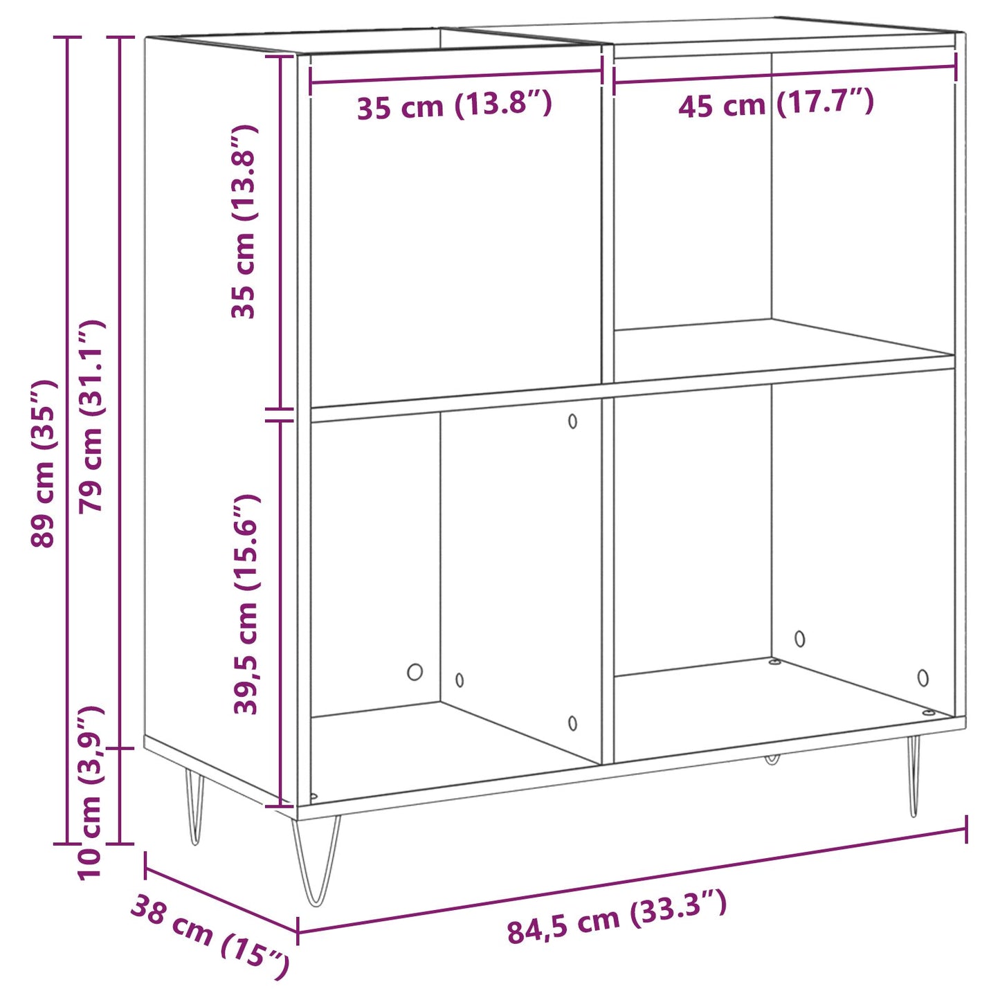vidaXL Media Kast Artisan Eiken 84.5x38x90 cm Bewerkt Hout