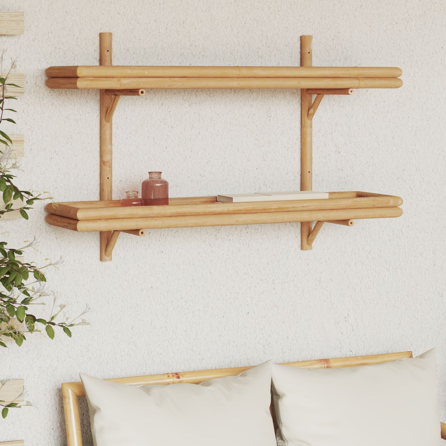 vidaXL Wandplank 2-Tier 100x26x60 cm Bamboe