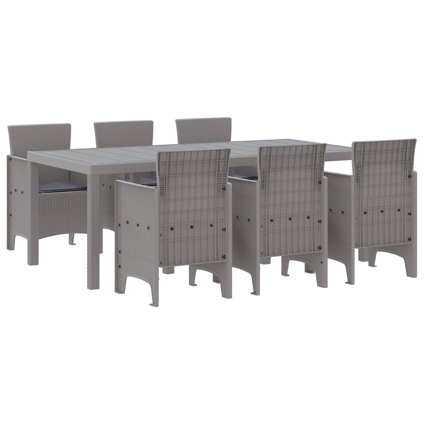 vidaXL 7-delige Tuin Dinerset met Kussens Lichtgrijs Poly Rattan