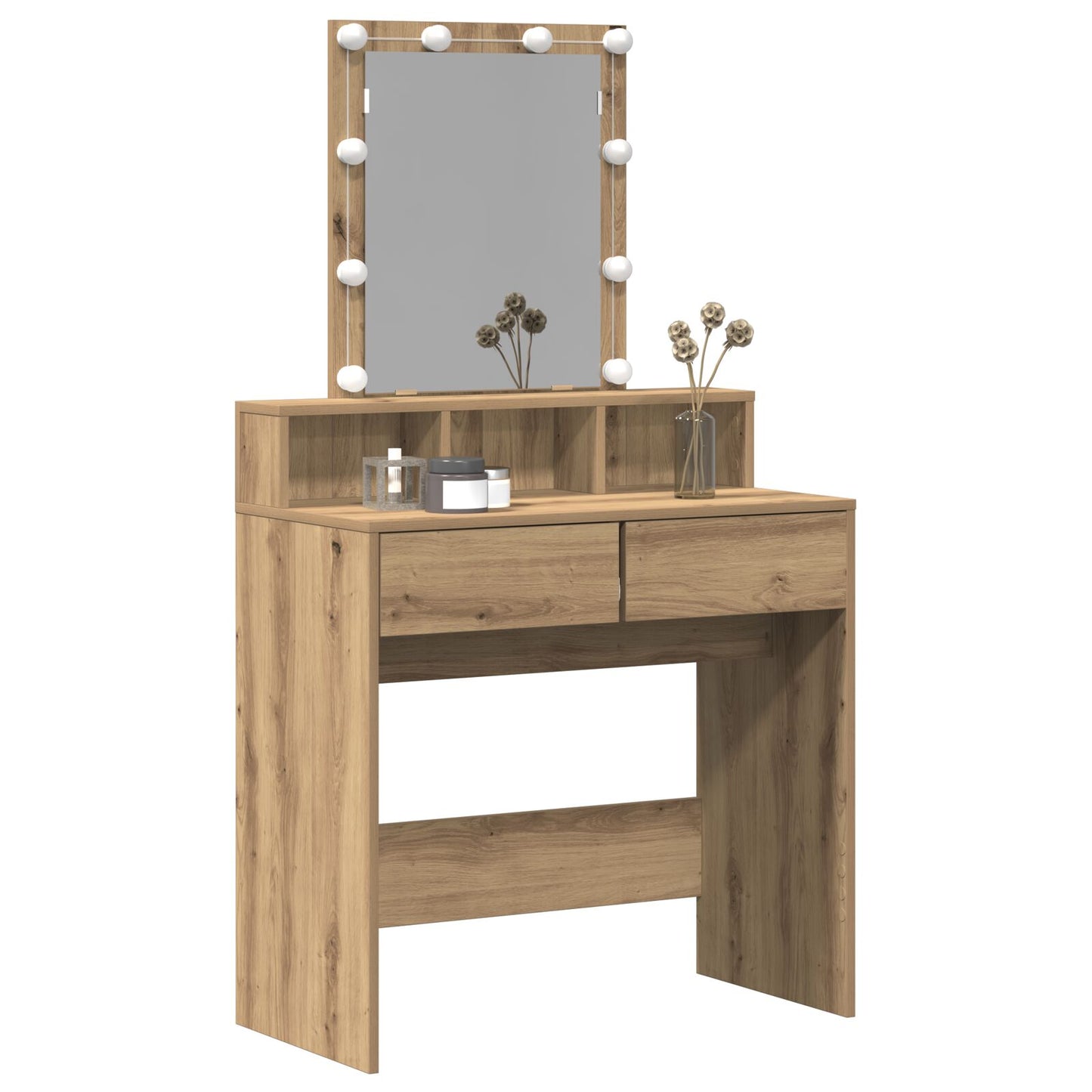 vidaXL Kaptafel met Spiegel en LED's Artisan Eiken Geïndustrialiseerd Hout