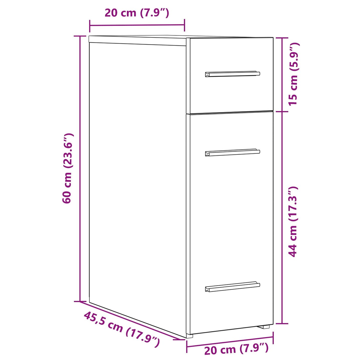 vidaXL Apothekerskast Oud Hout 20x45,5x60 cm Bewerkt Hout
